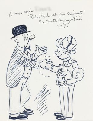 Rob-Vel | Spirou, illustration sur feuille au feutre et à… | AZ auction