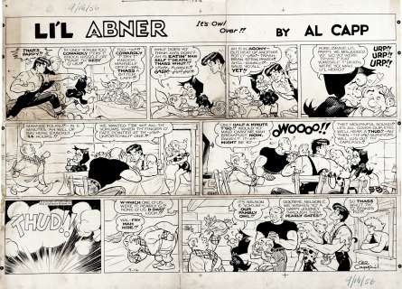 Al Capp, Frank Frazetta | Li’l Abner Sunday Comic Strip: 9-16-56 ( Entire Family & Death of Nelson E Yokum on This Very Sunday!) | Romitaman