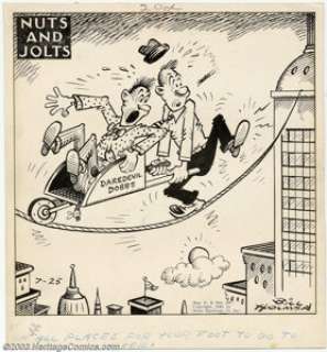Bill Holman - Original Comic Strip Art for Nuts and Jolts Daily Group (News Syndicate, 1940s). Zany gagman, Bill - | Heritage
