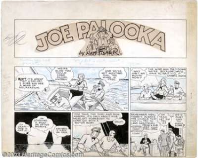 Ham Fisher - Original Comic Strip Art for Joe Palooka Sunday (McNaught Syndicate, undated). Sunday page from the - | Heritage