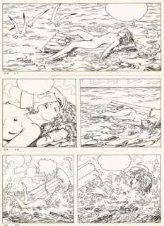 Lot 33 - MILO MANARA Gulliveriana, Les Humanoïdes Associés 1996 Planche originale n° 4, prépubliée...