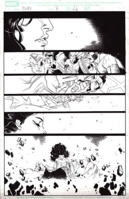 OLIVIER COIPEL / JOHN DELL ~ NO MORE MUTANTS ! ORIGINAL ART PAGE HOUSE OF M # 7