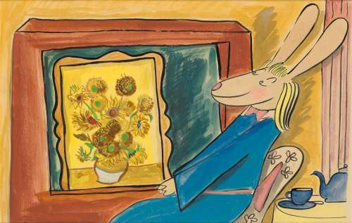 ADVERTISING TELEVISION LUDWIG BEMELMANS. "Then the black-and-white glimp opened one eye and saw this, and he didn’t keep it open very | Swann Galleries