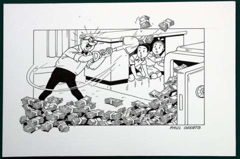 Geerts, Paul | Originele tekening in inkt  - Suske en Wiske  - De Poenschepper | Catawiki