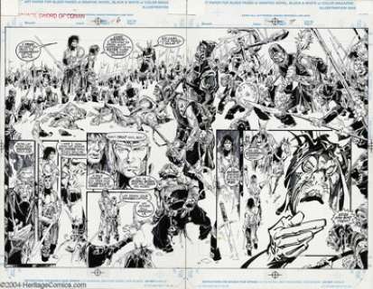 Alex Nino - Savage Sword of Conan #228, pages 6 and 7 Original Art (Marvel, 1994). Conan and his young companion - | Heritage