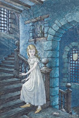 Charles Folkard, (1878-1963), "So up she went, stair after stair." 1949. | Swann Galleries