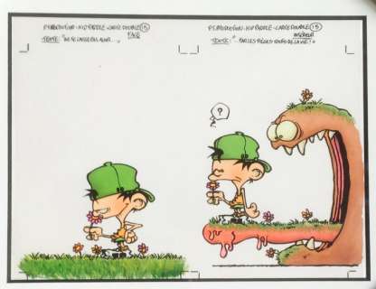 Midam - Dessin Ã  la gouache et son calque pour une carte d’anniversaire (1998) | Catawiki