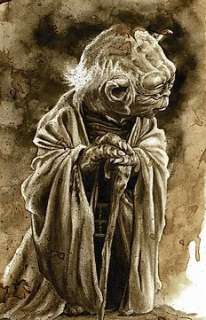 Star Wars : YODA - Original Coffee Drawing By Juapi 