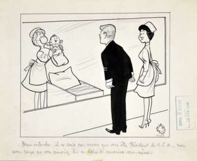 BELLUS, Jean (1911 -... - Lot 292 - John Fitzgerald Kennedy, Jr. Présenté à son père. Encre...