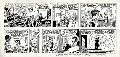 John Romita Sr. - Amazing Spider-Man Early 1978 Sunday Strip (Spider-Man Captures the Villain Who Goes To Jail! with Aunt May, Robby,Peter Parker, & Huge Spider-Signal!) 9-10-1978