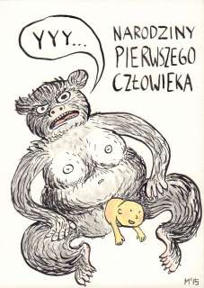 Narodziny pierwszego człowieka, z cyklu Naprawdę nieśmieszne rysunki | ArtKomiks