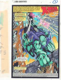 James Pascoe, Manny Clark, Matt Webb - x-men adventures [iii] #1 p. 1 color guide art - leech splash - 1995