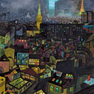 Brecht Evens - Paris, Nuit, sérigraphie sur vélin en 2015.