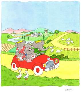 GIBERT Jean-Claude - Illustration de BABAR à l‘aquarelle