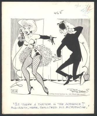 Don Flowers | Don Flowers Glamour Girls Art - Performer Swallows Microphone Issue Glamour Girls Page 10-14-63 | Koch Comic Art