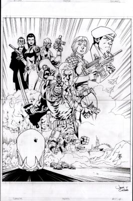 Javier Salteres | Gi Joe Vol 5 #1 Large Wraparound Cover (’Cobra Civil War’ Large Cover Drawn on 2 Connecting Boards! 6 Great Characters! 14 X 21.7 Inches!) 2011 | Romitaman