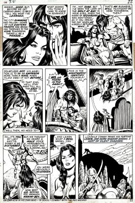 Ernie Chan, John Buscema | Conan the Barbarian #36 P 22 (Early Buscema Conan Art! Great Action Page with Lady Amytis! 5 Great Drawings on Back Including Thor!) 1973 | Romitaman
