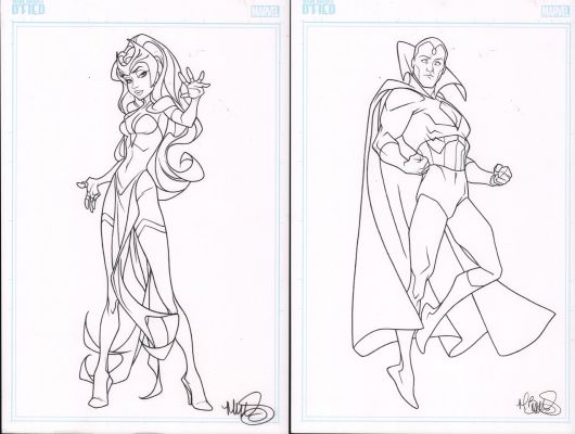 Mark Brooks - ‘Disney‘fied‘ Scarlet Witch & Vision 2Pc - Signed