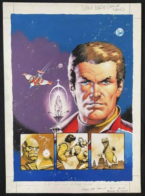 Lot 95 - EAGLE HOLIDAY SPECIAL #6 (1988) original comic book cover artwork of DAN DARE by Ian Kennedy, guache | Excalibur Auctions