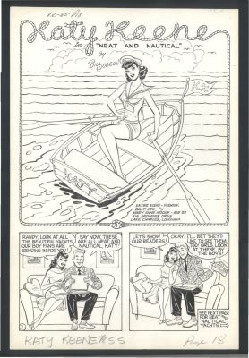 Bill Woggon | Beautiful Woggon Katy Keene Art - 4 Pages (Including Splash) - Katy Imagines Herself on Various Boats Issue Katy Keene # 55 Page 4 Pages | Koch Comic Art