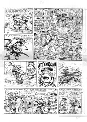 Tabary Jean | Planche originale 5 de IZNOGOUD - Le lit escamoteur - Tome 12 par JEAN TABARY | Galerie Napoléon
