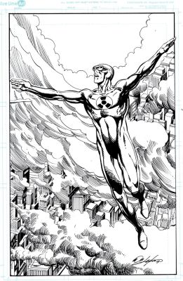 Bob Layton | Dr. Solar Unused Cover (Awesome Dr Solar Flying Above the City!) | Romitaman