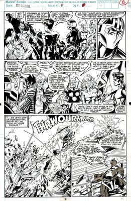 Mark Bagley Larry Mahlstedt | New Warriors #16 P 6 (Early 1St Run Bagley Art! 2 Great Entire Team Spreads, with Terrax Destroying City At Bottom!) 1991 | Romitaman