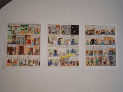 Rodier, Yves - 3x Mise en couleur originale (p.28 + p.29 + p.41) - Tintin et l’Alph-Art | Catawiki