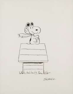 Charles Schulz Original Drawing Flying Ace Snoopy | Revere Auctions
