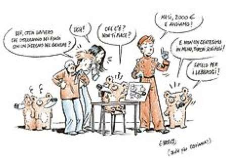 Emile Bravo - pencil illustration "L’asta di beneficenza di Area Performance" 25 x 35 cm | Catawiki