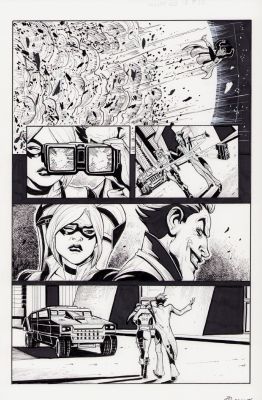 Tom Derenick | Injustice: Ground Zero #18 Pg. 10 - Harley + Joker + Superman Page - Signed | Anthony’s Comic Book Art
