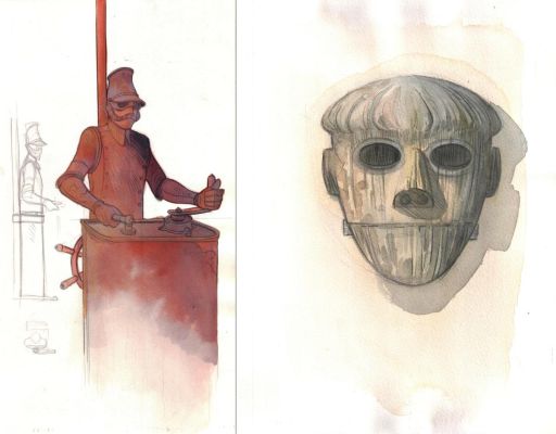 Sokal Benoît | SYBERIA Illustrations de crÃ©ation du jeu Ã  l’aquarelle | Galerie Napoléon