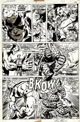 Neal Adams, Tom Palmer - Avengers #93 P 24 (Fantastic Battle As the Thing & Human Torch Knock Out Goliath From the Avengers! Captain Marvel Also!) 1971