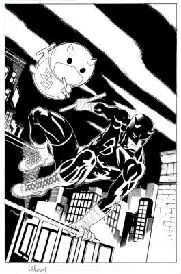 Ed McGuinness Jr. | Daredevil #10 Cover (Huge Dd & Tsum Tsum Daredevil Both Swing Into Action!) 2016 | Romitaman