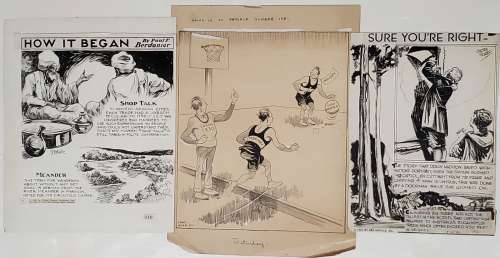 Lot of 3 Vintage Comic Newspaper Illustration Cartoon Animation Ink Charles Howard Collection | Hess Fine Auctions