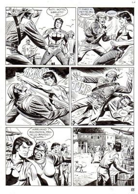 Stefano E Domenico Di Vitto | Tavola originale per ZAGOR 610 ‘Rotta verso Panama’. Cm. 24 x 33,5 circa. Anno di esecuzione 2012. Pag.88. | Art e Fumetto