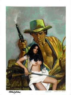 Manuel Perez Clemente SanjuliÃ¡n - Original Oil Painting - Western Cover | Catawiki