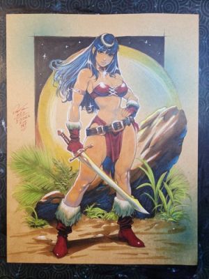 Sword Girl Original Fine Art Signed 8.5x11 COA Included | eBay US (Buy It Now)