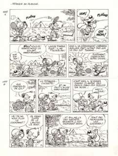 Laurent VERRON (né en... - Lot 607 - * Boule et Bill - Pétanque en planque Encre de Chine...