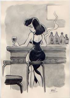 SKETCH previo - girl siting in a bar - EO - (2010) | Catawiki