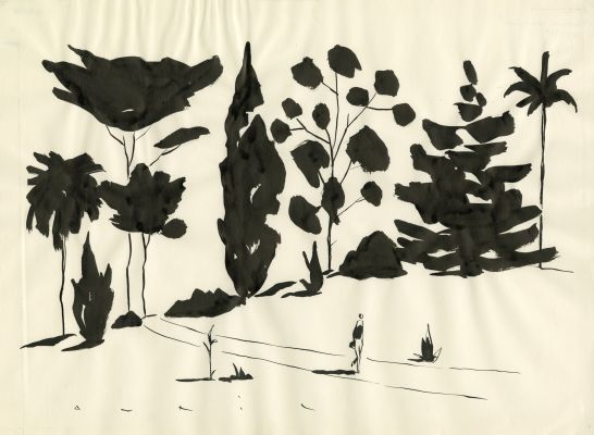 François Avril | Promenade champêtre - Encre de Chine sur papier | Huberty Breyne Gallery