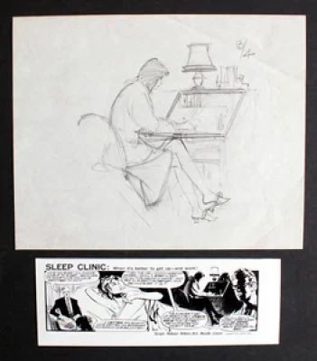 Neville Colvin | Sleep Clinic: When It’s Better To Get Up & Work (Preliminary Sketch) | Illustration Art Gallery