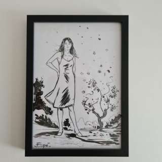 Espé. Châteaux Bordeaux.... | Espé. Châteaux Bordeaux. Encre N&B. Femme et vignes.... | Aibo Art Auction