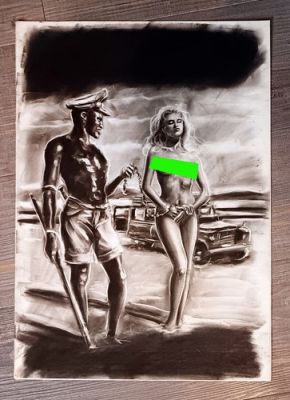 Dessin original fusain Alain FRETET / Couverture Les Interdits 50 / La Captive | eBay Europe (Buy It Now)