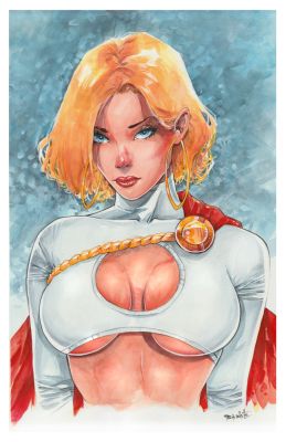 RB White - Power Girl 11x17 watercolor