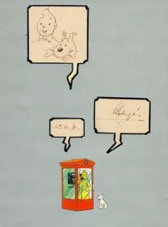 Hergé. Dessin original dédicacé Tintin | BDEnchères