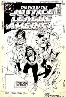 Luke McDonnell - Justice league of america 258 cover original art (dc, 1987) death of vibe! Justice league disbands!
