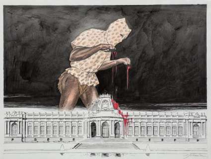 Schuiten | L’homme léopard du Musée de Tervueren Encre de Chine et crayon | Millon