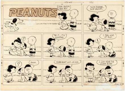 PEANUTS JULY 3, 1955 SUNDAY PAGE ORIGINAL ART BY CHARLES SCHULZ. | Hake’s