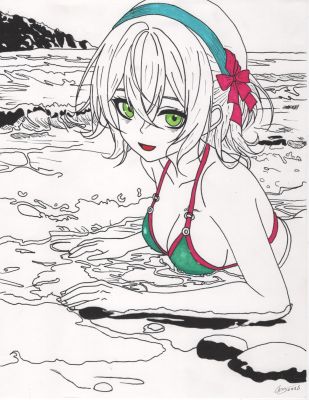 Saylor | Swimsuit Girl Ink Illustration | Raremarq (Buy It Now)